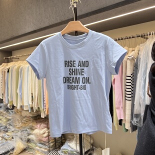 Ｔ恤女圆领上衣9010 面料舒服字母潮流短袖 2026春夏新款 显瘦修身