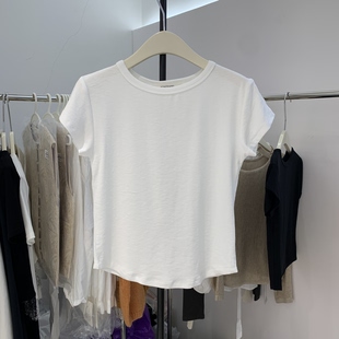 韩版基本款圆领百搭飞飞袖上衣2026夏季新款修身显瘦纯色T恤ins