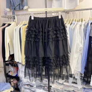 2026春夏季新款时髦高腰系带网纱蛋糕裙女小个子蓬蓬半身裙26618