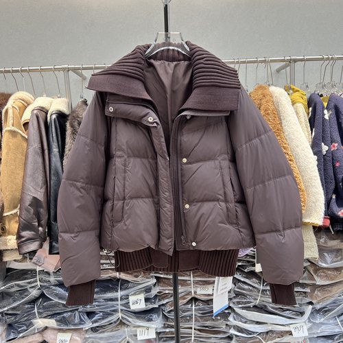 2025冬季新款时尚针织大翻领羽绒服女短款小个子白鸭绒外套潮2028