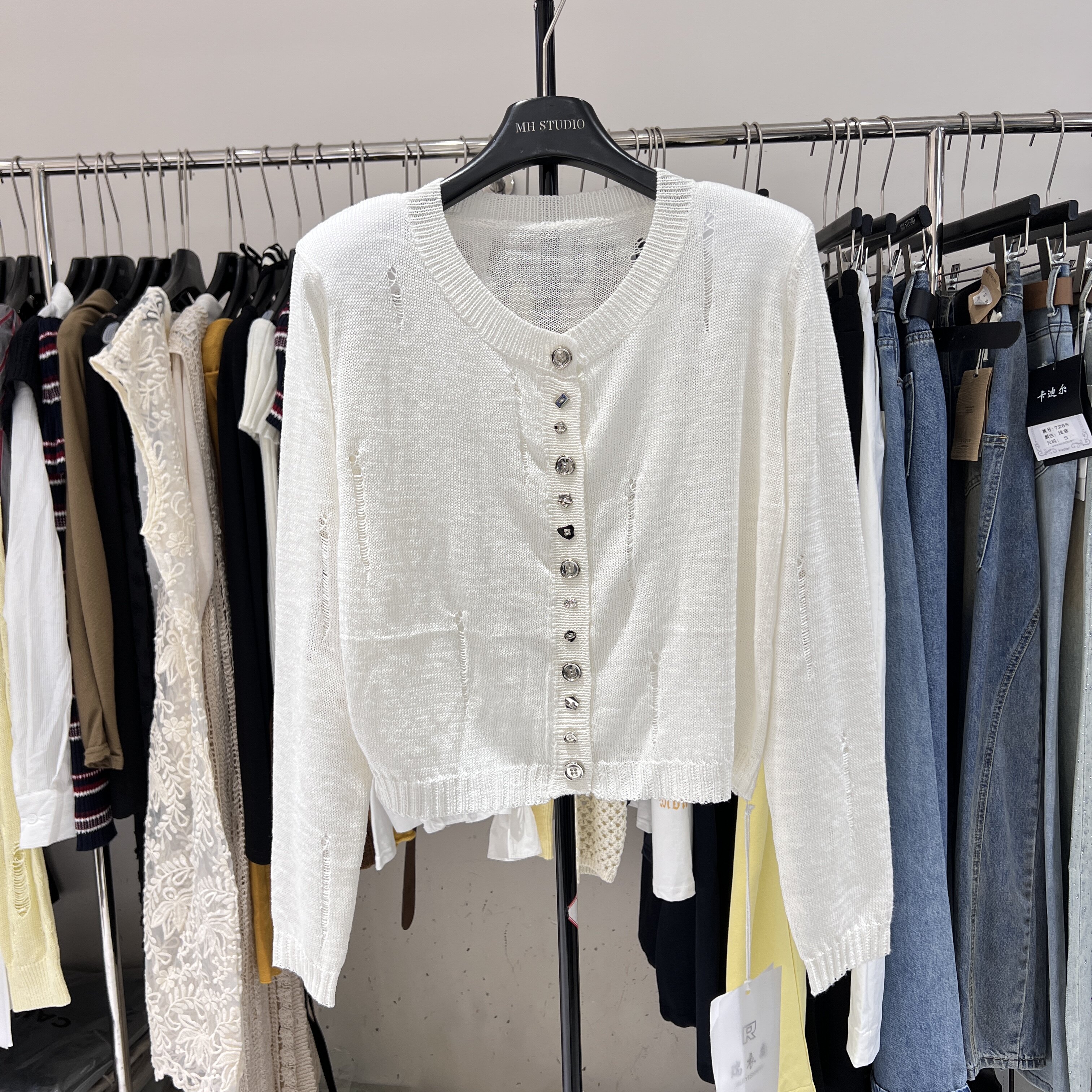 气质名媛小香风针织开衫小个子短外套高级感春款上衣长袖毛衣2388