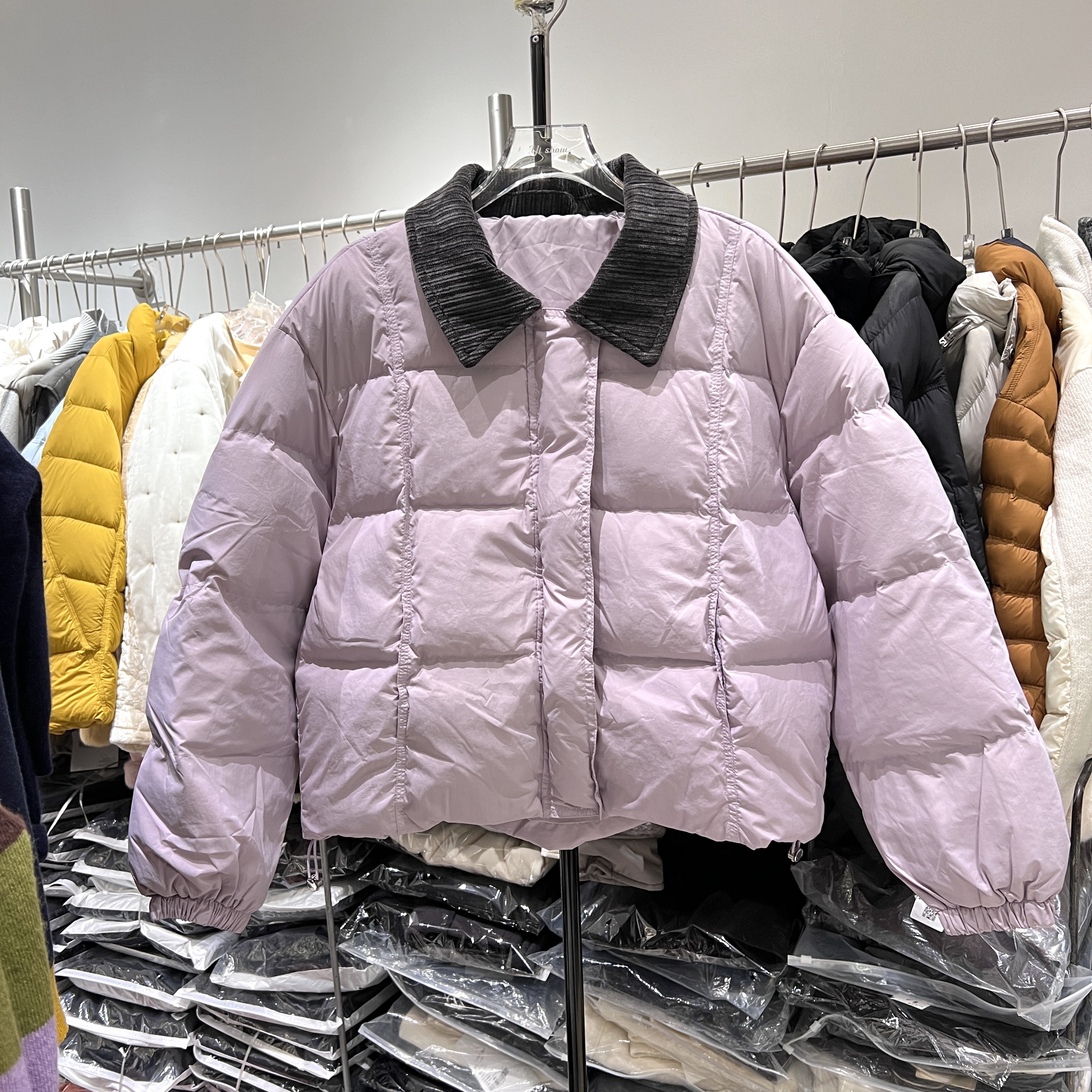 2025冬装新品泡芙感白鸭绒蓬松翻领短款小个子肯豆羽绒服外套F59