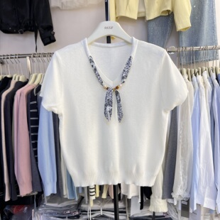 韩系显瘦打底衫 内搭上衣2620 春夏季 高级感针织背心女丝巾2026新款