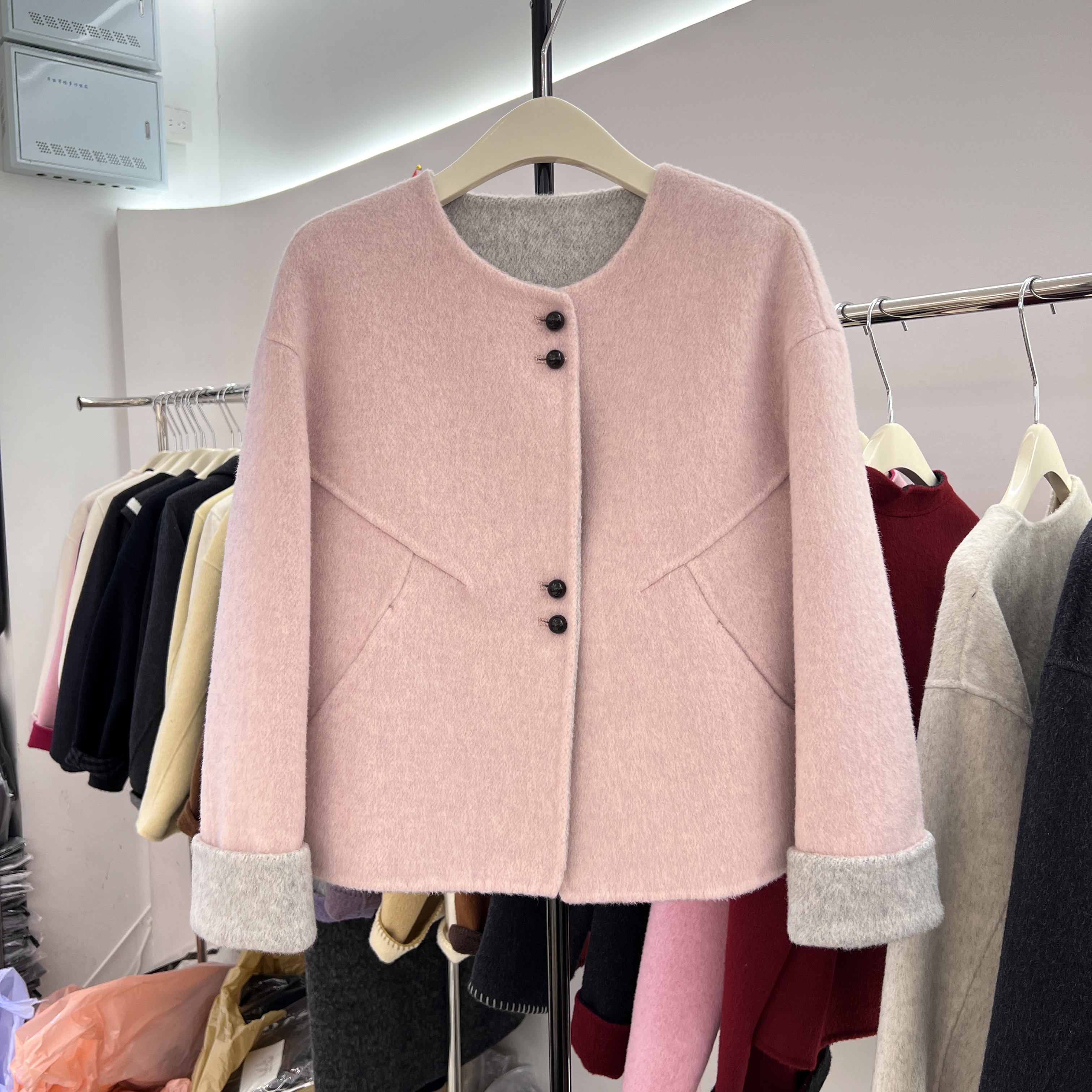 双面羊绒大衣女秋冬新款小个子短款气质显瘦韩版百搭羊毛呢子外套