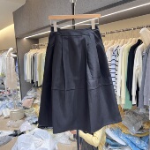 KAMAI卡麦26008黑色半身裙女高腰显瘦大摆A字裙中长款 高级感春款