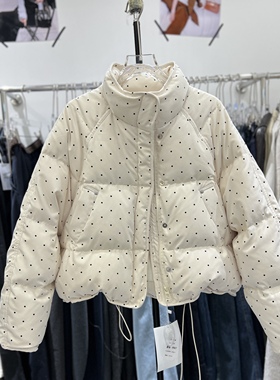 2025冬季新款韩版宽松立领波点羽绒服女短款小个子面包服外套9907