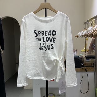 新款 T恤女设计感小众打底衫 韩版 显瘦长袖 字母上衣601 时尚 2026春季