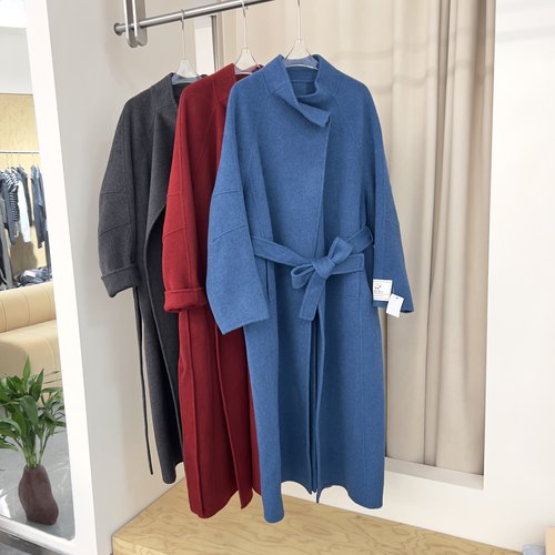 2025秋冬新款气质立领双面羊毛呢子大衣女高级感慵懒风长款外套潮