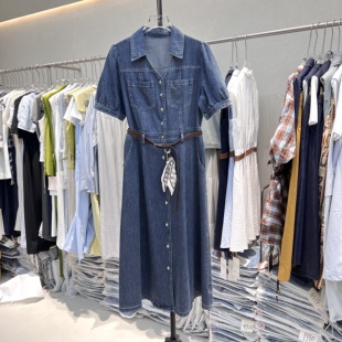 港风复古牛仔连衣裙女2026新款夏日漂亮气质收腰显瘦高级感衬衫裙