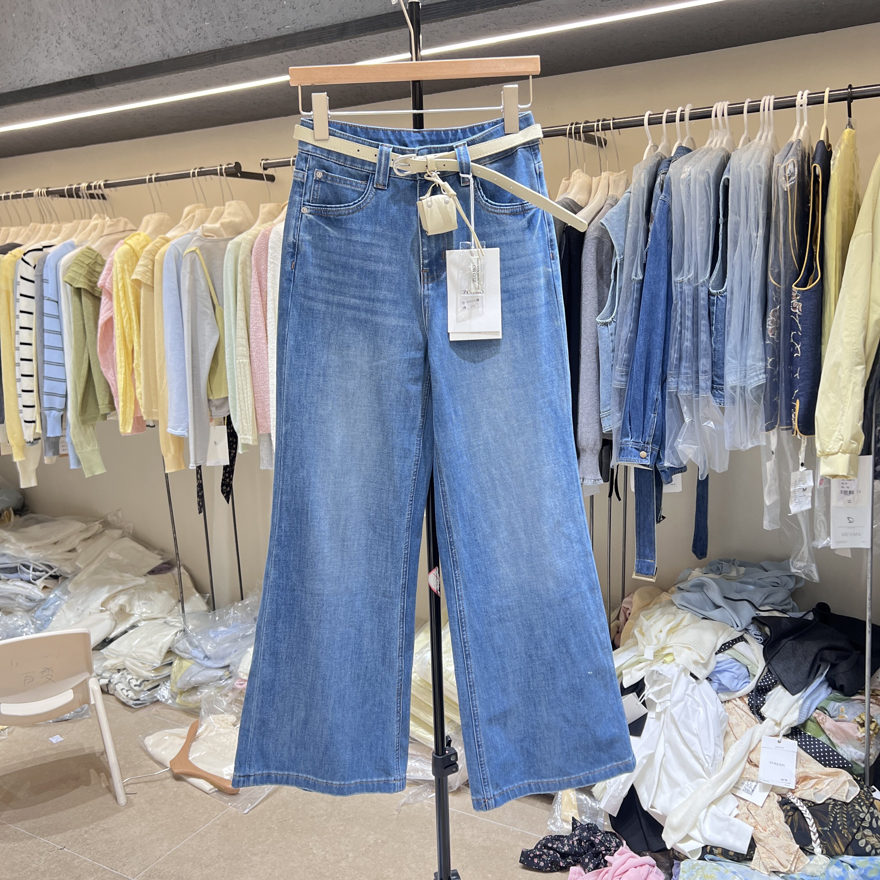 2026春夏新款！6975正版弹力高腰微喇牛仔裤女修身洋气薄款长裤