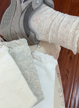 春夏薄款韩版ins风日系甜美可爱网眼镂空蝴蝶结花边袜子女堆堆袜