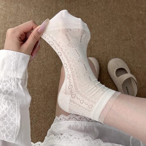 蝴蝶结袜子女花边中筒袜夏季薄款ins潮甜系芭蕾风配小皮鞋袜夏天
