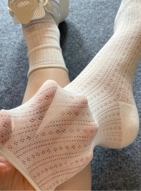 夏季薄款花边jk蕾丝配玛丽珍日系夏天长袜白色芭蕾风袜子女中筒袜