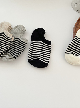 韩国东大门条纹纯棉船袜女硅胶防滑不掉跟夏天薄款袜子女隐形短袜