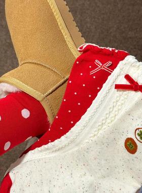 本命年袜子女秋冬过年红色纯棉可爱喜庆百搭圣诞节新年秋冬长筒袜