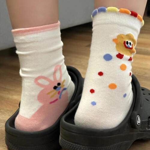 春秋款面包学院风白色袜子纯棉