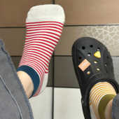撞色罗口条纹袜春夏季 好复古 多巴胺东大门韩版 短袜休闲袜子女
