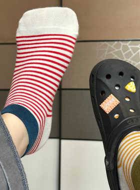 好复古~多巴胺东大门韩版撞色罗口条纹袜春夏季短袜休闲袜子女