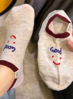 GOOD笑脸短袜子女夏季ins潮东大门学生船袜硅胶防滑不掉跟隐形袜