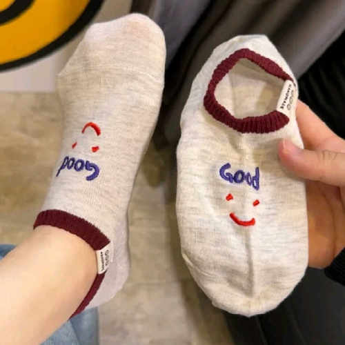 硅胶笑脸船袜不掉跟东大门夏季