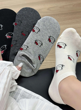 夏日甜美kt袜子~后跟硅胶防滑不掉跟日系女士可爱卡通隐形船袜