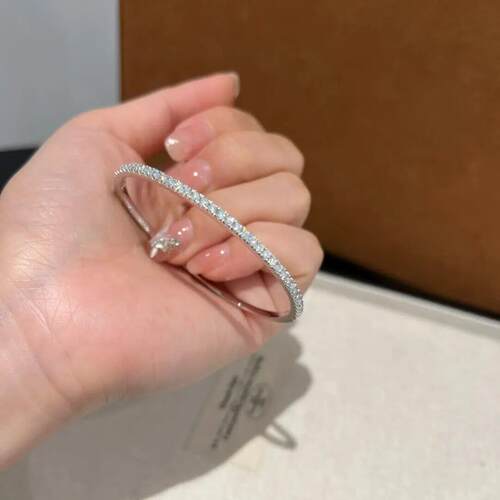 铜合金手镯 满钻手镯超闪单排钻高级感轻奢气质叠戴手环叠戴手饰
