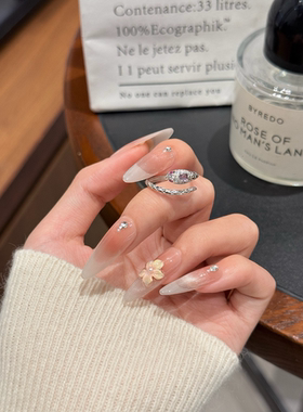 小灵蛇戒指S925银女开口可调节小众设计尾戒食指戒