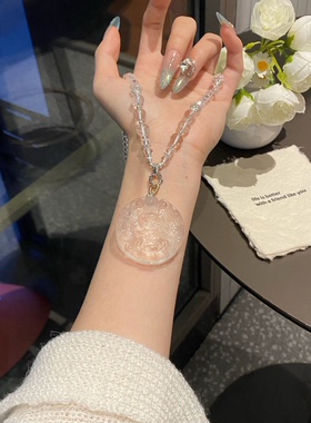 天然白水晶公主狐狸吊坠可爱蛇狐吊坠高端桃花爱情发财暴富礼物女