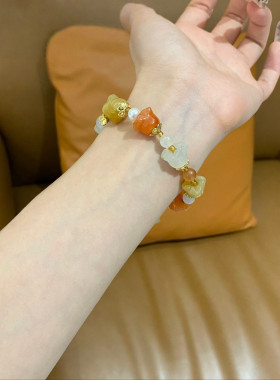 金丝玉手链玉石珠葫芦女水晶手串网红款南瓜饰品套装礼品她屿