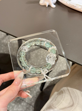 天然水晶手串绿萤石水晶手串招财招桃花转运手链礼物她屿