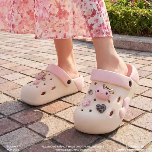 EVA轻便女生卡通洞洞鞋猫咪女潮