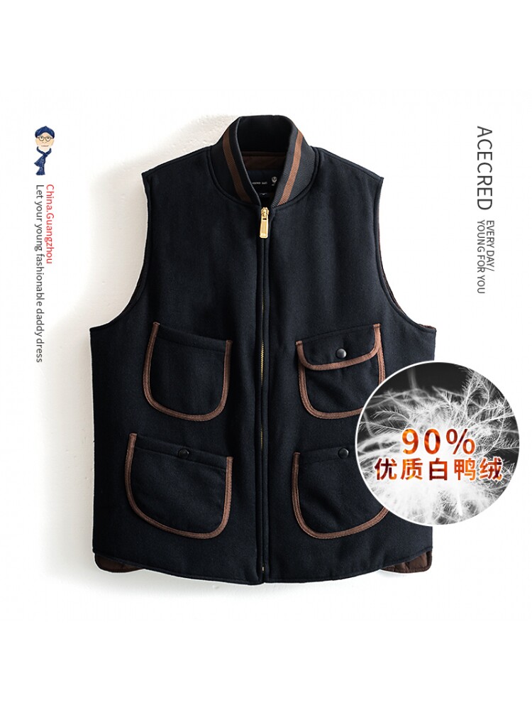 아빠의 겨울 다운 조끼 남성용 느슨한 따뜻한 조끼 중년 및 노인 가을 겨울 노인 및 할아버지를위한 의류