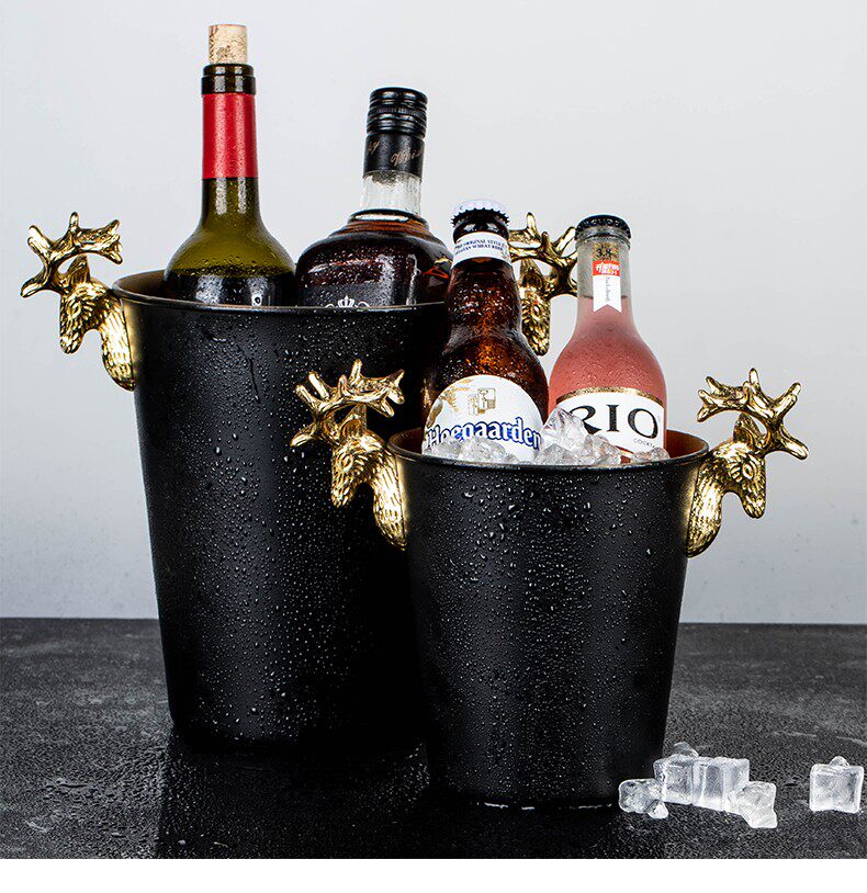 金色不锈钢冰桶保温红酒创意冰块桶香槟桶ktv酒吧用具促销可logo