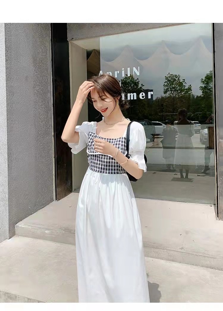 夏季新款韩版设计感高腰连衣裙
