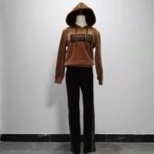 豆豆家 新款 特价 女士冬季 加绒加厚丝绒连帽运动套装 款