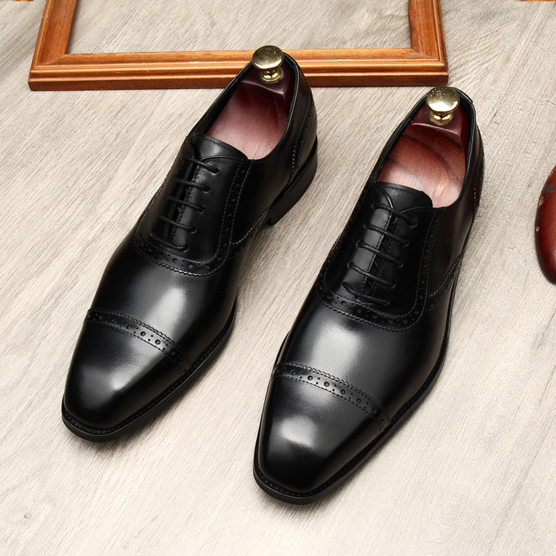 THREE-JOINT LEATHER SHOES MENS BUSINESS FORMAL WEAR LEATHER MENS KOREAN VERSION BRITISH BREATHABLE POINTED-TOE CASUAL GROOM WEDDING SHOES