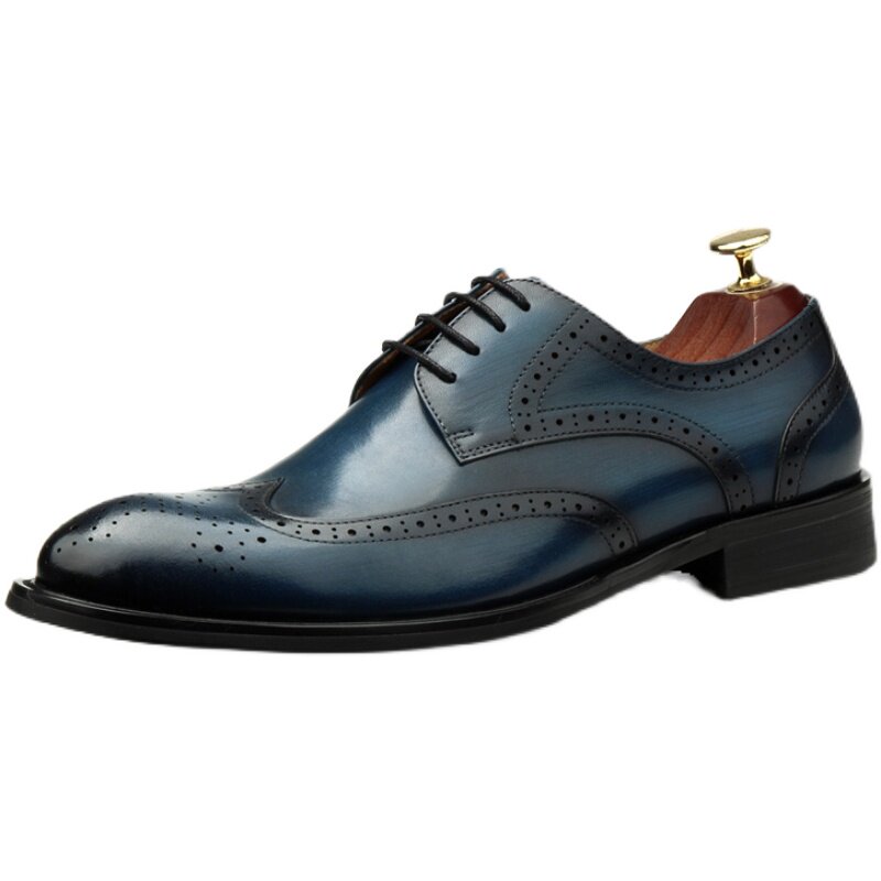 HANDSOME INTERPRETATION OF THE NEW BRITISH CARVED LEATHER SHOES MENS LEATHER BUSINESS FORMAL WEAR WEDDING SHOES MENS BULLOCK DERBY SHOES