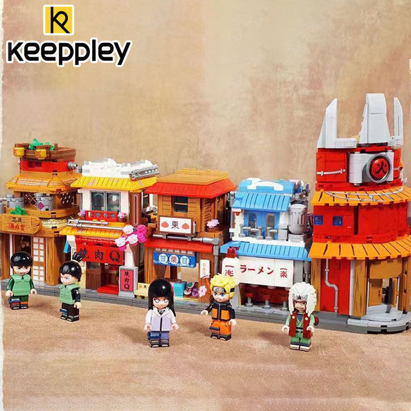 奇妙积木keeppley火影忍者街景大楼办公室鸣人我爱罗男女拼插组装