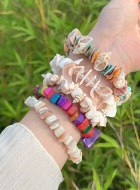 天然贝壳海螺手串小众设计叠戴贝母工艺品时尚民族风海洋手链手饰