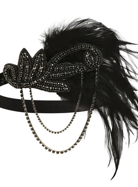 1920s Flapper girl dress万圣节服饰手套烟杆项链头带毛条五件套