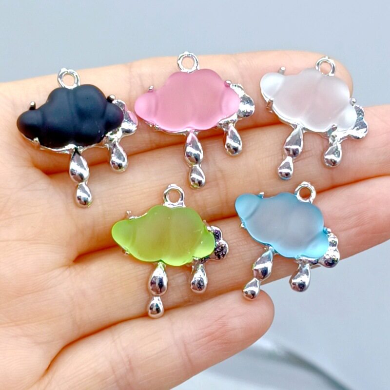 树脂磨砂钻合金镶嵌树脂云朵小吊坠挂件diy手工饰品耳环项链配件