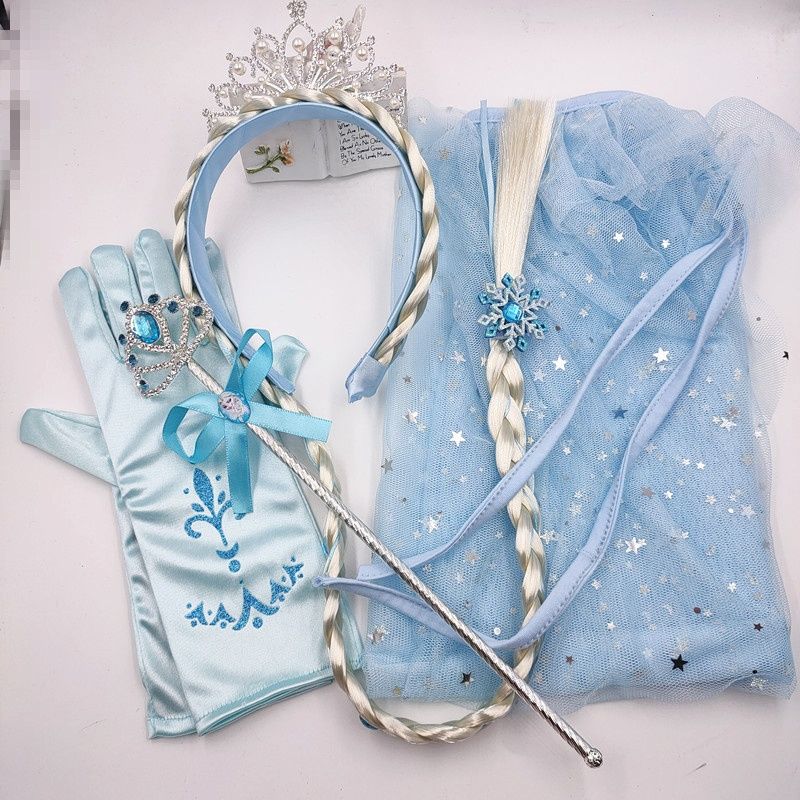 儿童假发辫子女孩宝宝皇冠公主薄款长款头饰冰雪奇缘可爱艾莎头纱