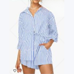 5跨境女式夏季两件套长袖短裤衬衫套装海滩度假休闲服 新品现货