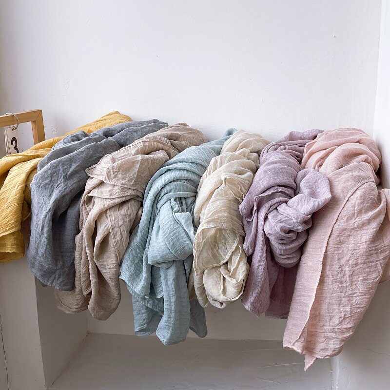 轻若无物 素色扎染棉麻围巾女薄款 2025春秋新款柔棉丝巾披肩纯色