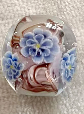 精品日式琉璃花朵图案纯手工制作DIY配件高级感趣味手链项链花珠