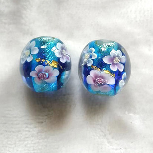 金箔银箔海景琉璃珠纯手工制作日式时尚手链项链发簪DIY毛衣链女