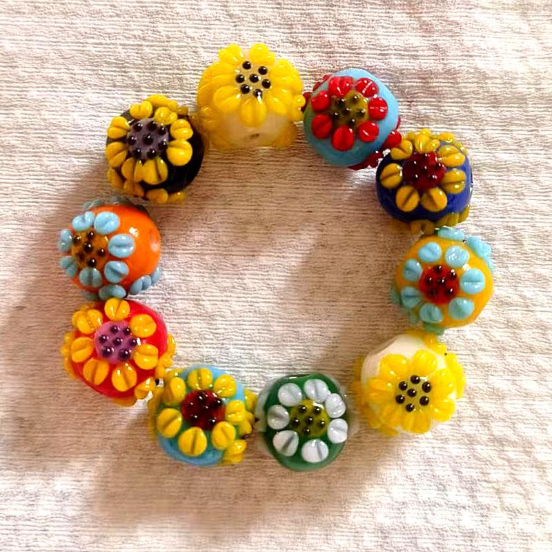 新款向日葵琉璃珠日式手链时尚项链发簪耳坠DIY各种纯手工琉璃珠