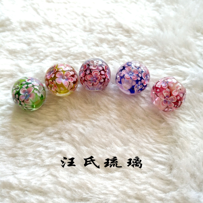 精美多色琉璃圆珠蜻蜓玉山水名物项链时尚新品日式手链手工珠配件