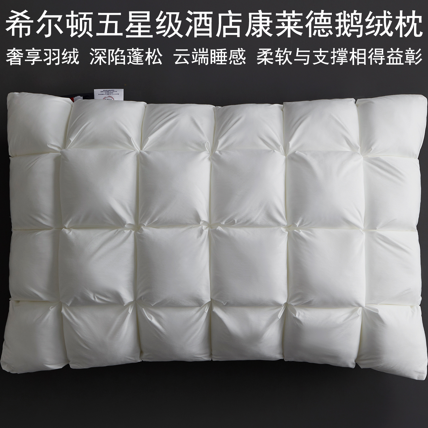 希尔顿五星级酒店95白鹅绒复合枕头护颈椎助睡眠羽绒枕芯一对家用