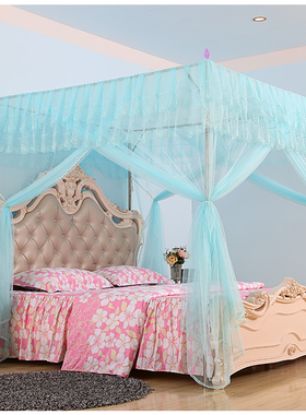 蚊帐三开门不锈钢支架落地宫廷方顶1.2/1.5/1.8+2m米床双人家用